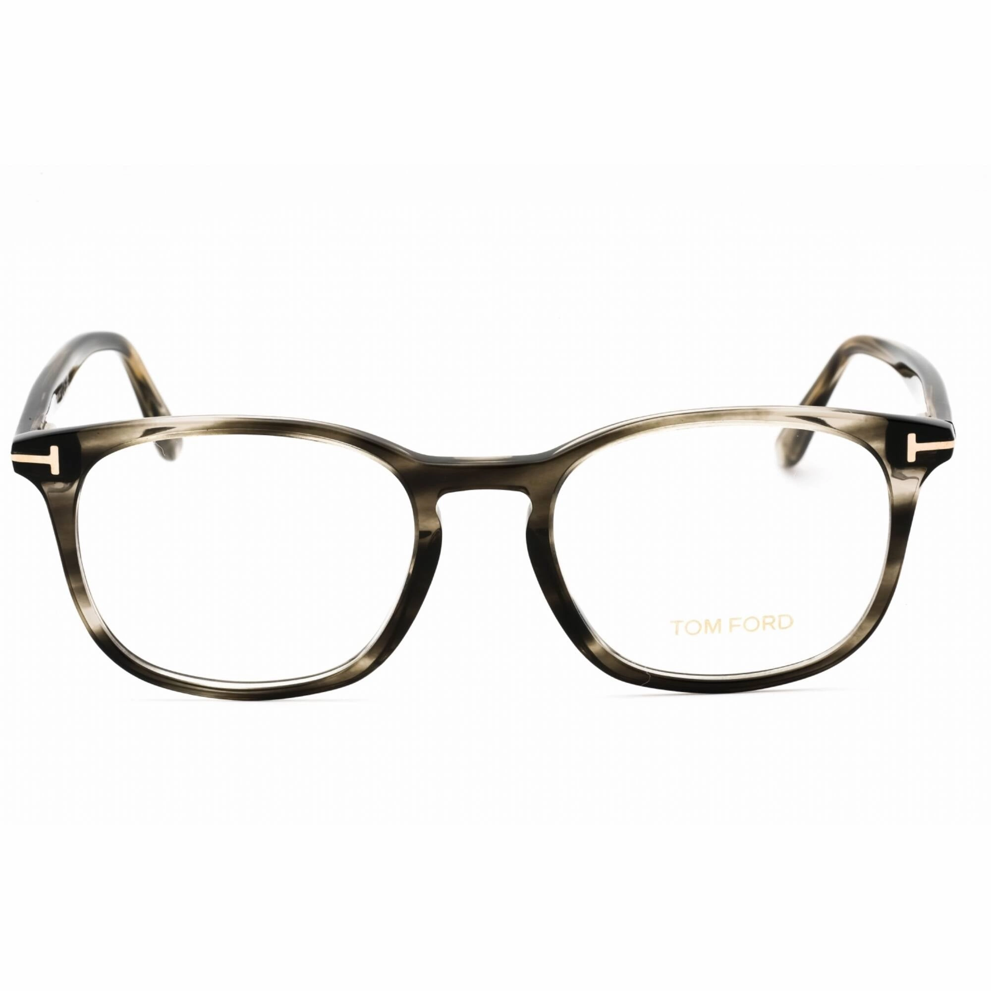 Tom Ford Men's Eyeglasses - Shiny Striped Black Oval Plastic Frame | FT5505 005