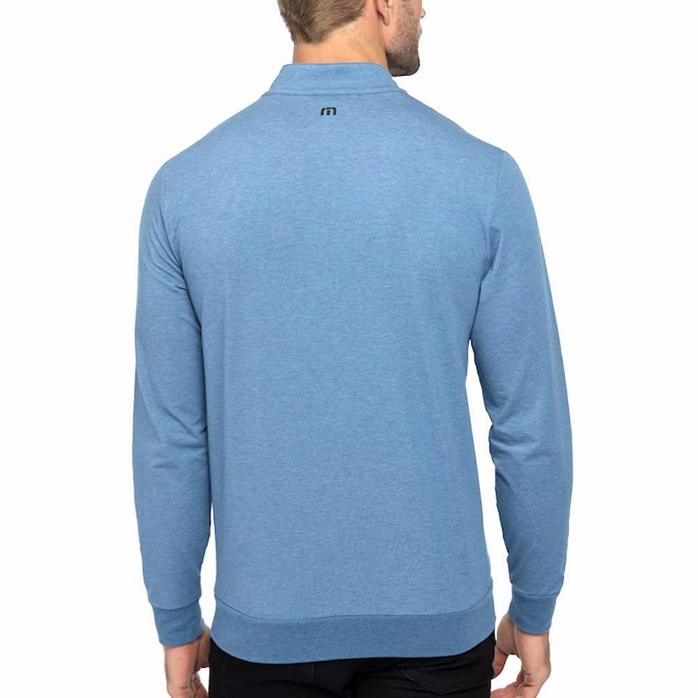 TravisMathew Splash of Color Golf Pullover Heather Mid Blue - SS23 Men