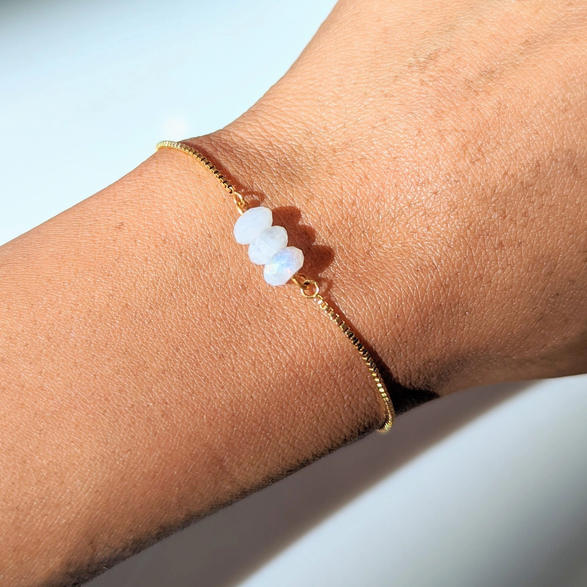 Triple Moonstone Adjustable Bracelet