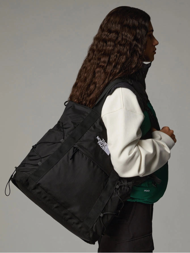 Water-Repellent Black Fabric Tote Bag